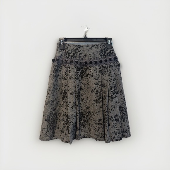 The Unbranded Brand Dresses & Skirts - Vintage Pleated Midi Skirt Womens M Lace Black Velvet Brocade Whimsigoth Retro